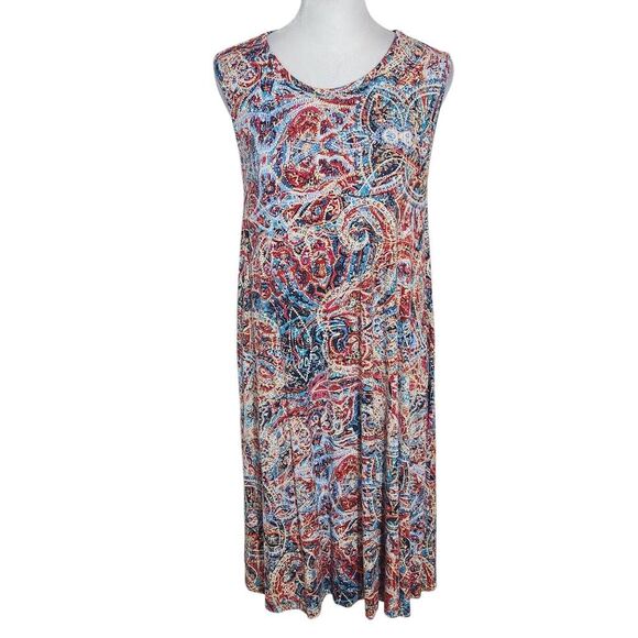 Cynthia Rowley Red and Blue Paisley Mini Shift Dress Size Medium Paisley Dress - Picture 1 of 10